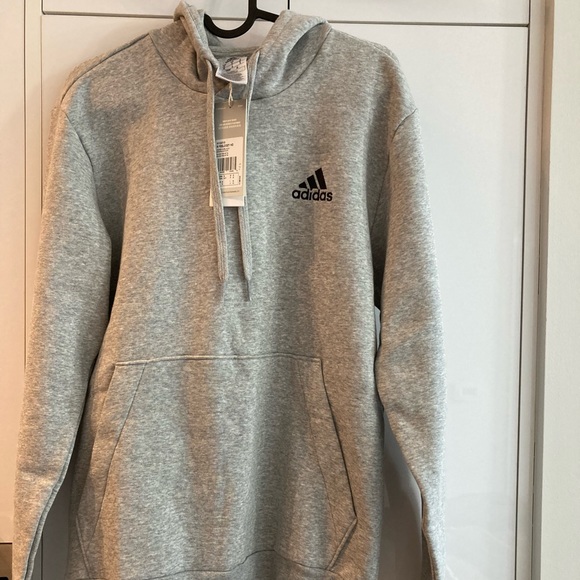 👕NWT Adidas Feel Cozy Grey Pullover Fleece Hoodie 👕 - Picture 1 of 4